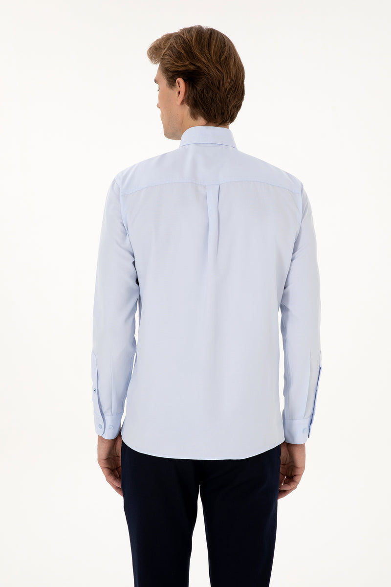 Camasa Barbat Pe Albastru Deschis Cu Logo Brodat