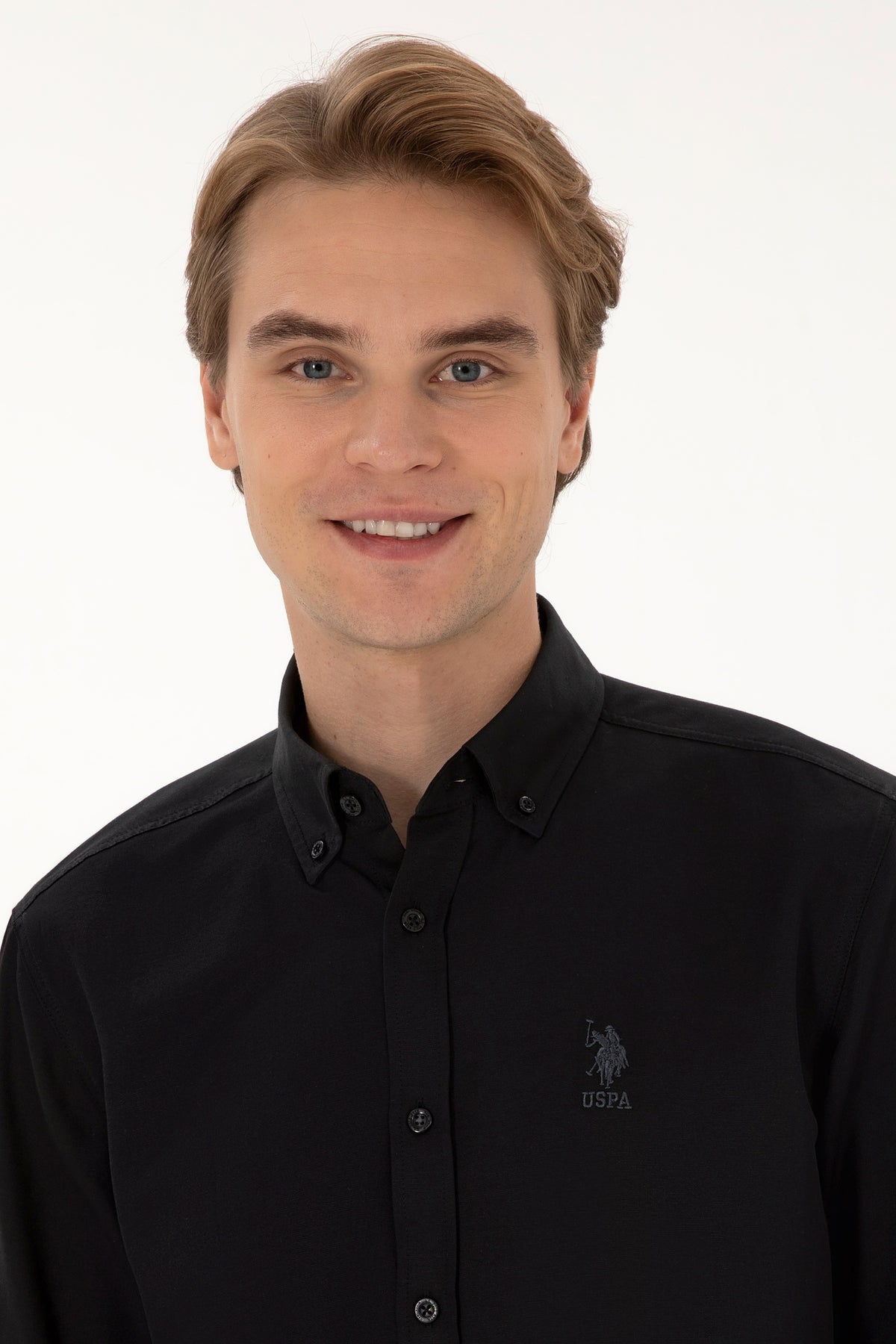 Camasa Barbat Pe Negru Cu Logo Brodat