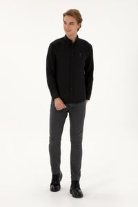 Camasa Barbat Pe Negru Cu Logo Brodat