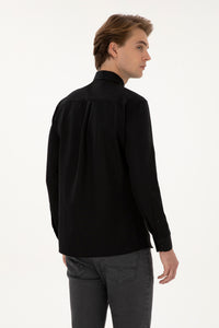 Camasa Barbat Pe Negru Cu Logo Brodat