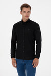Camasa Barbat Pe Negru Cu Logo Brodat Si Nasturi La Guler