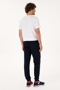 Pantaloni Tip Jogger Barbat Pe Bleumarin Cu Logo