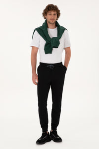 Pantaloni Tip Jogger Barbat Pe Negru Cu Logo