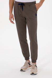Pantaloni Tip Jogger Barbat Pe Gri Inchis Cu Logo