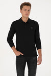 Bluza Polo Barbat Pe Negru Cu Logo Brodat