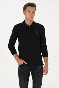 Bluza Polo Barbat Pe Negru Cu Logo Brodat