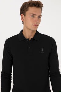 Bluza Polo Barbat Pe Negru Cu Logo Brodat