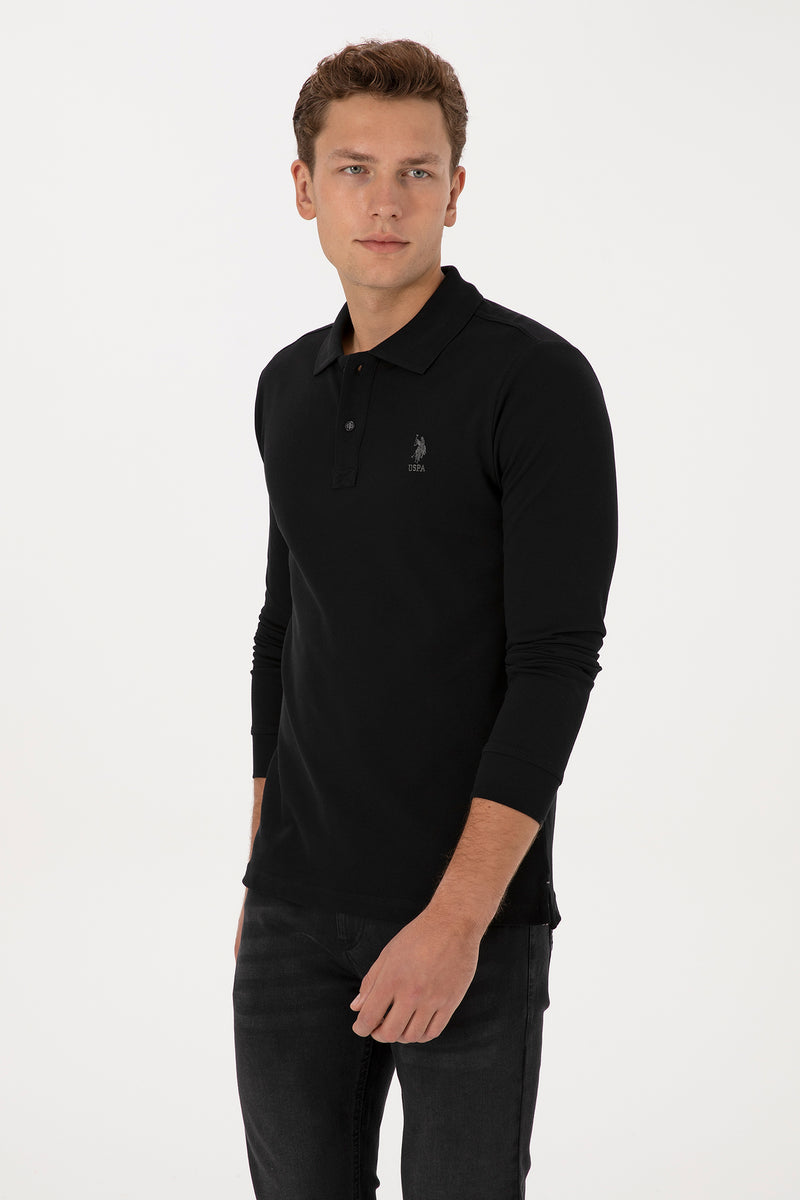 Bluza Polo Barbat Pe Negru Cu Logo Brodat