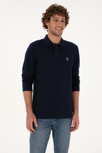 Bluza Polo Barbat Pe Bleumarin Cu Logo Brodat