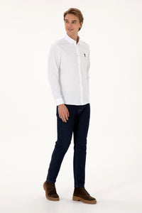 Camasa Barbat Pe Alb Cu Logo Brodat