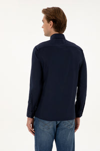 Camasa Barbat Pe Bleumarin Cu Logo Brodat