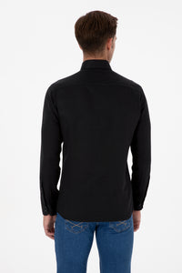 Camasa Barbat Pe Negru Cu Logo Brodat