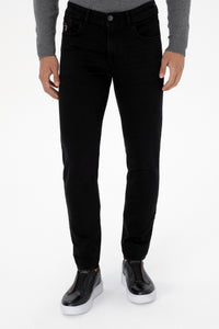 Blugi Barbat Pe Negru Si Logo Brodat