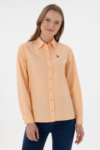 Cămașă Basic Damă Roz Piersică Cu Logo Discret