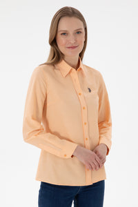 Cămașă Basic Damă Roz Piersică Cu Logo Discret