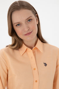 Cămașă Basic Damă Roz Piersică Cu Logo Discret