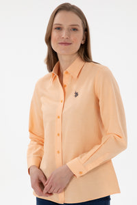 Cămașă Basic Damă Roz Piersică Cu Logo Discret