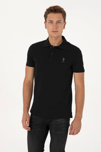 Tricou Polo Bărbați Negru Cu Logo Discret