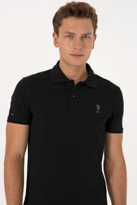 Tricou Polo Bărbați Negru Cu Logo Discret
