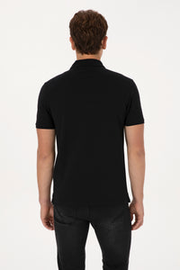 Tricou Polo Bărbați Negru Cu Logo Discret