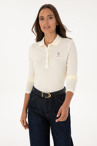 Bluza Polo Dama Pe Bej Cu Logo Brodat