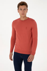 Pulover Barbat Pe Somon Cu Guler Rotund