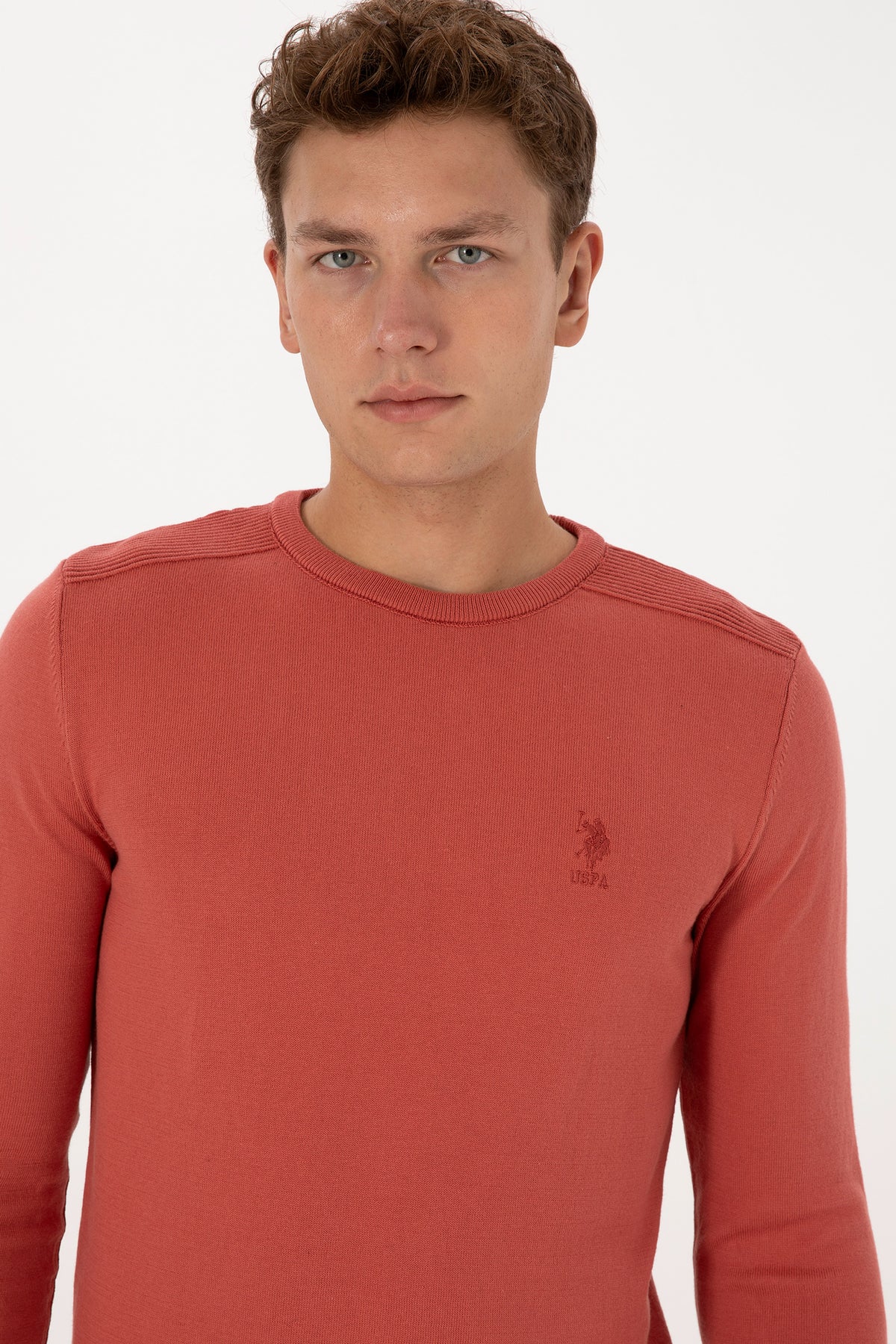 Pulover Barbat Pe Somon Cu Guler Rotund