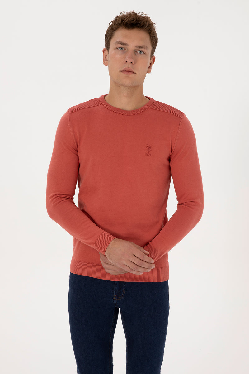 Pulover Barbat Pe Somon Cu Guler Rotund