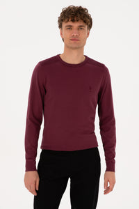 Pulover Barbat Pe Bordo Cu Guler Rotund