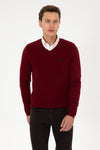 Pulover Barbat Pe Bordo Cu Guler In V Si Textura