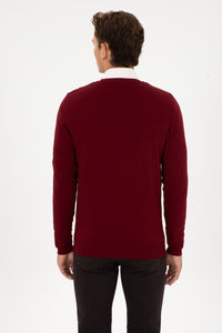 Pulover Barbat Pe Bordo Cu Guler In V Si Textura