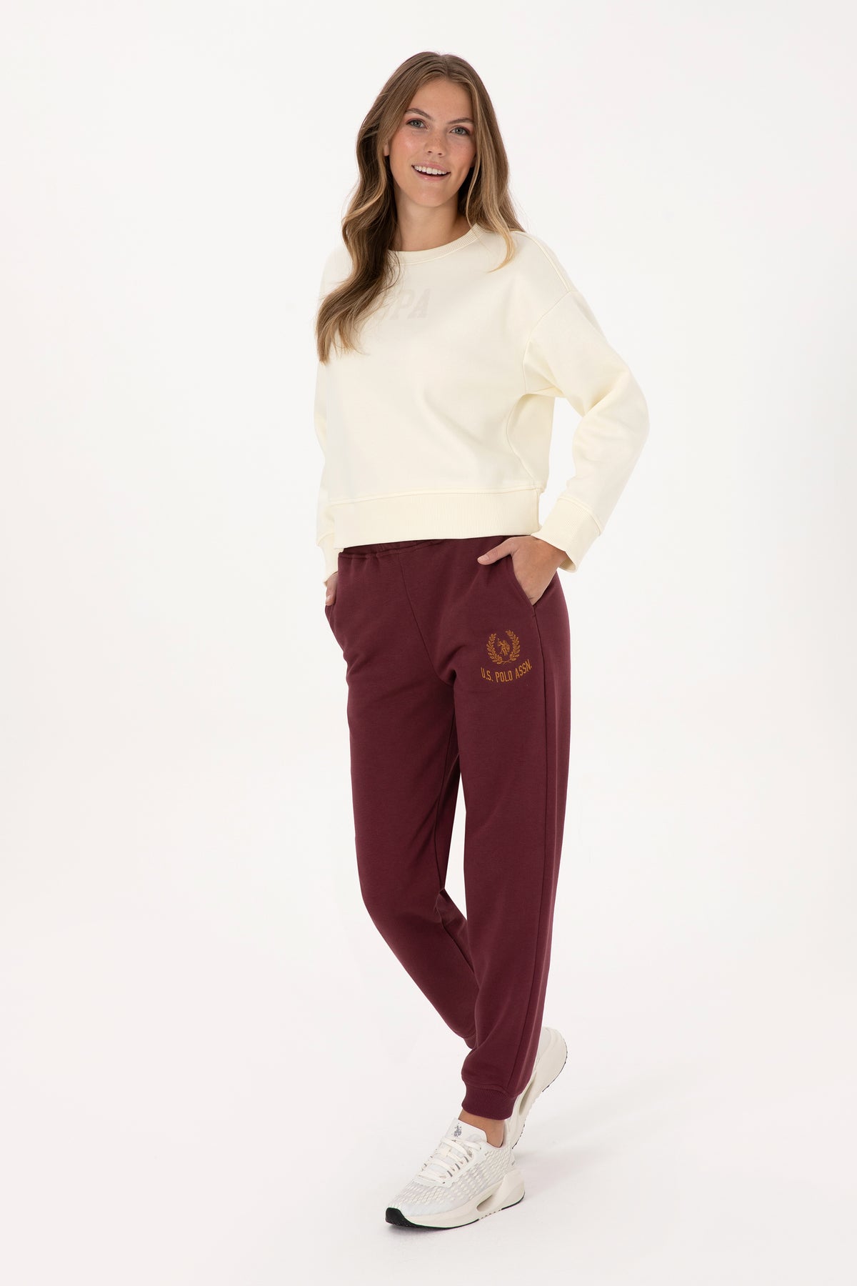Pantalaloni Tip Jogger Dama Pe Bordo