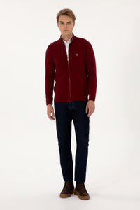 Pulover Tip Cardigan Barbat Pe Bordo Cu Fermoar