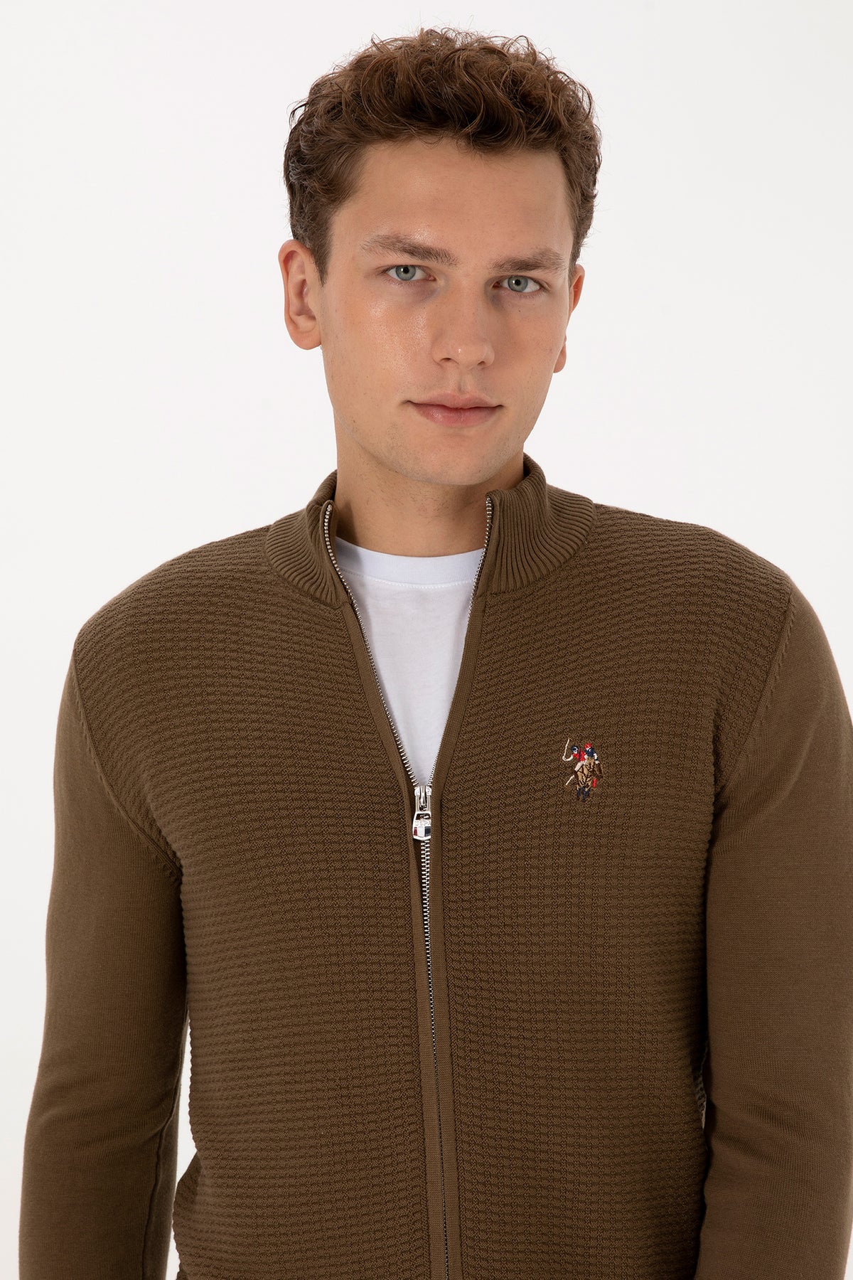 Pulover Tip Cardigan Barbat Pe Kaki Cu Fermoar Complet