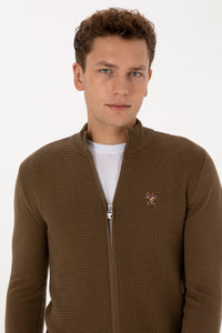 Pulover Tip Cardigan Barbat Pe Kaki Cu Fermoar Complet