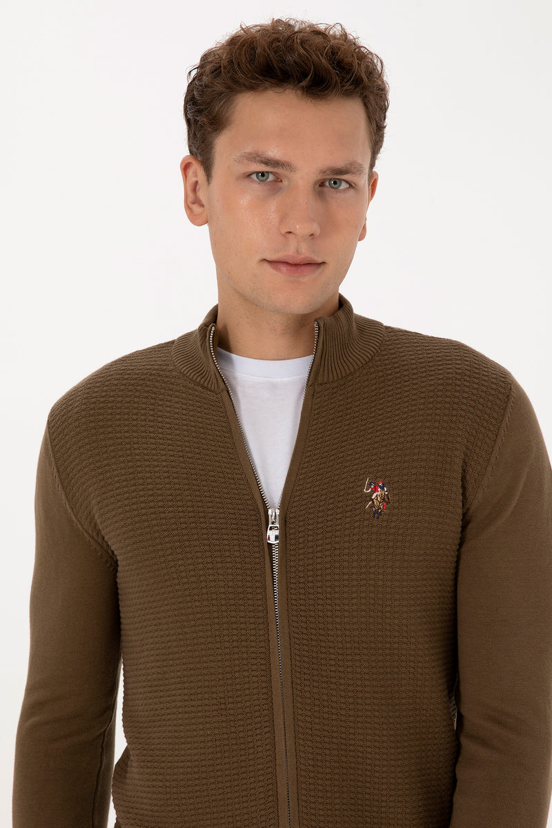 Pulover Tip Cardigan Barbat Pe Kaki Cu Fermoar Complet