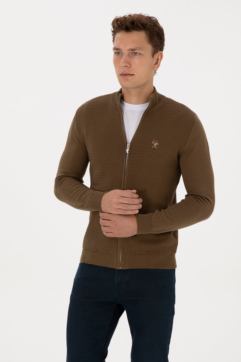 Pulover Tip Cardigan Barbat Pe Kaki Cu Fermoar Complet