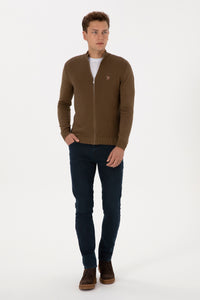 Pulover Tip Cardigan Barbat Pe Kaki Cu Fermoar Complet