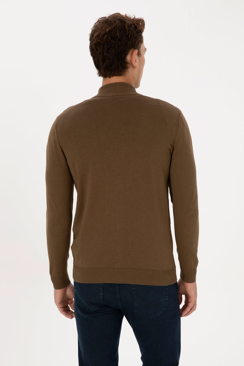 Pulover Tip Cardigan Barbat Pe Kaki Cu Fermoar Complet