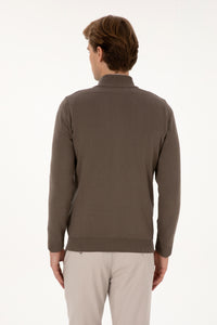 Pulover Tip Cardigan Barbat Pe Maro Cu Fermoar Complet