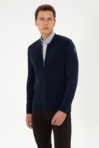 Pulover Tip Cardigan Barbat Pe Bleumarin 