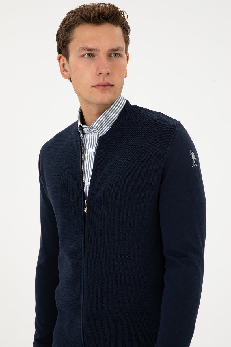 Pulover Tip Cardigan Barbat Pe Bleumarin 