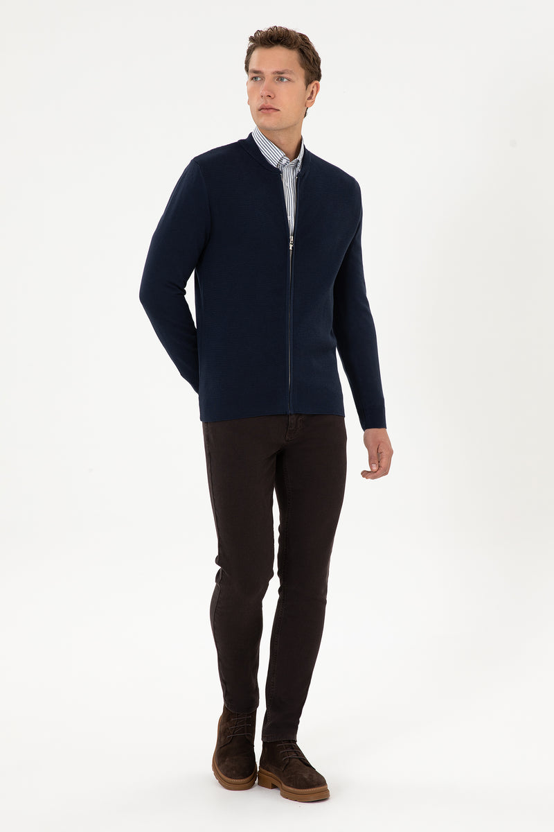 Pulover Tip Cardigan Barbat Pe Bleumarin 