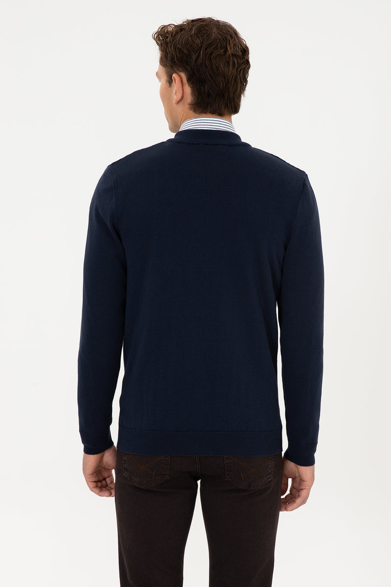 Pulover Tip Cardigan Barbat Pe Bleumarin 