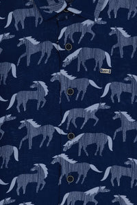 Cămașă Cu Mânecă Scurtă Băieți Bleumarin Cu Model Animal Print