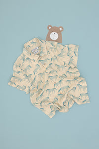 Cămașă Cu Mânecă Scurtă Băieți Bej Cu Model Animal Print