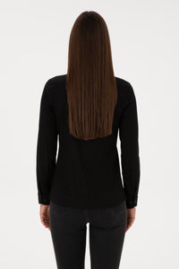 Camasa Dama Pe Negru Cu Logo Brodat