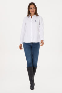 Camsa Dama Pe Alb Cu Logo Brodat