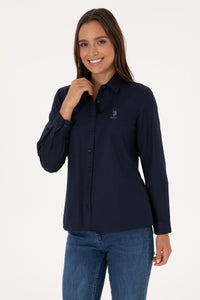 Camsa Dama Pe Bleumarin Cu Logo Brodat