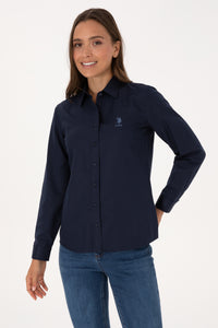 Camsa Dama Pe Bleumarin Cu Logo Brodat